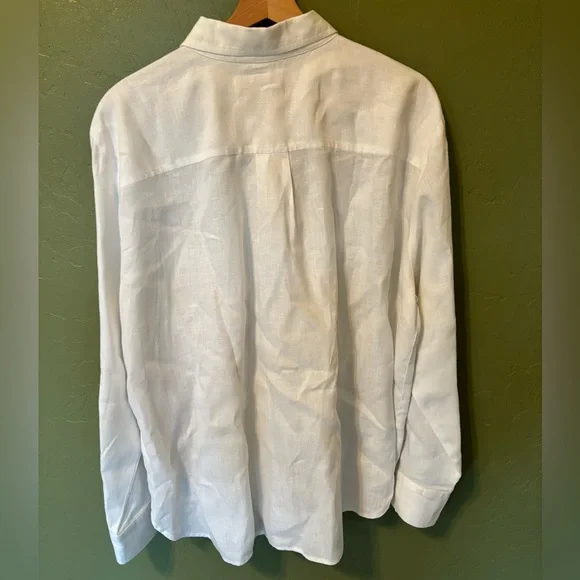Loft White Linen Button Down - Picture 2 of 3